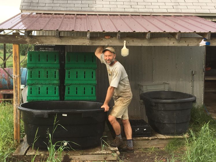 Ryan with newly set up packing area